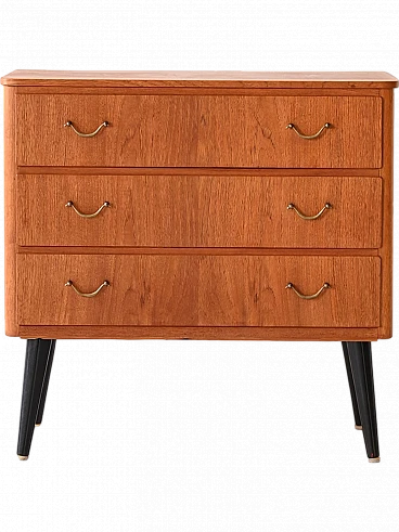 Teak chest of drawers with metal handles, 1960s