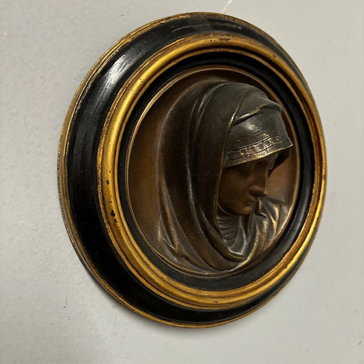 Antique bronze relives, head of the Virgin and Jesus, 19th century 7