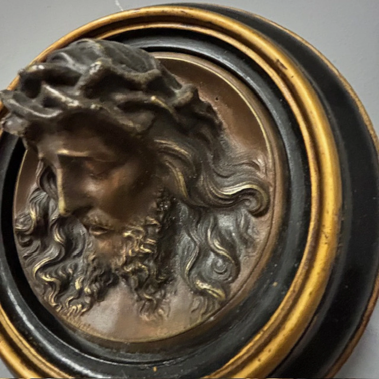 Antique bronze relives, head of the Virgin and Jesus, 19th century 10