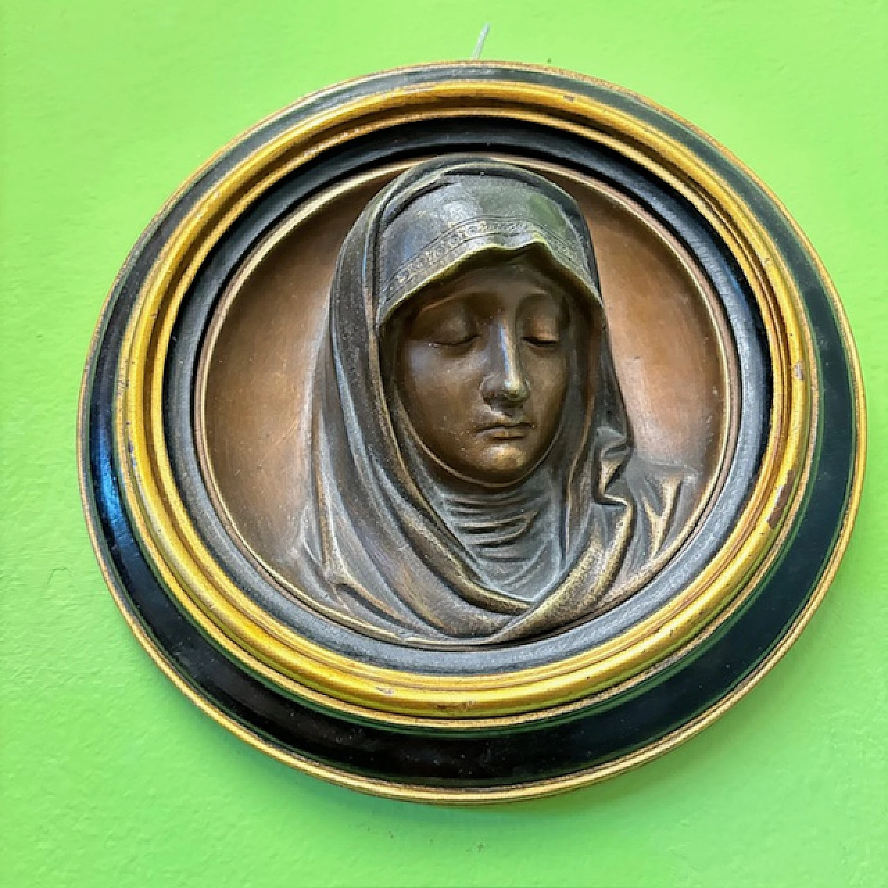 Antique bronze relives, head of the Virgin and Jesus, 19th century 11