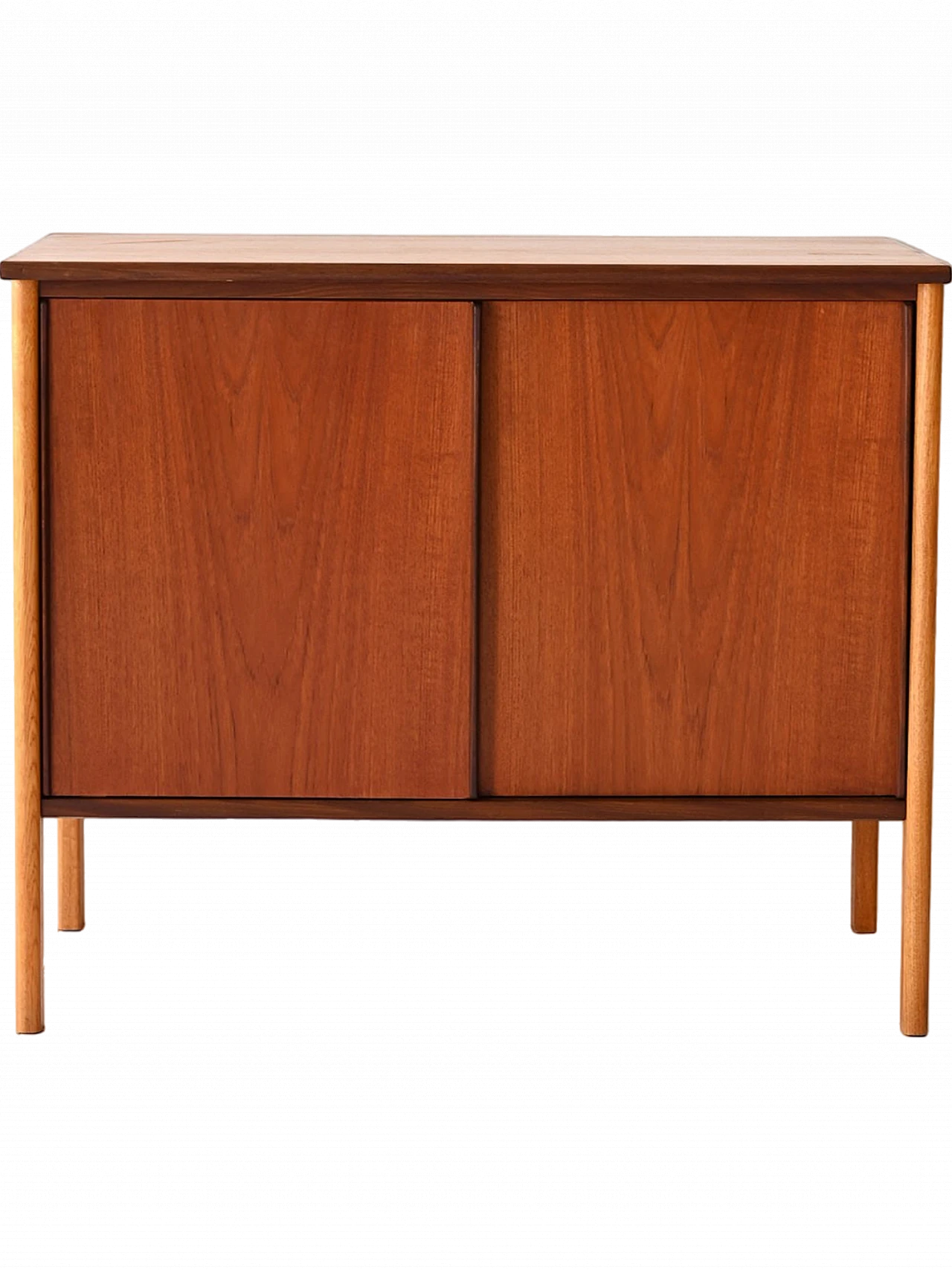 Scandinavian oak cabinet with sliding teak doors, 1960s 10