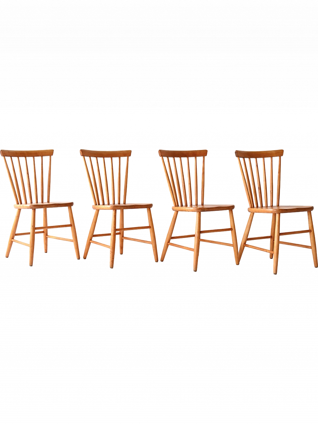 4 Scandinavian beech chairs, 1960s 10