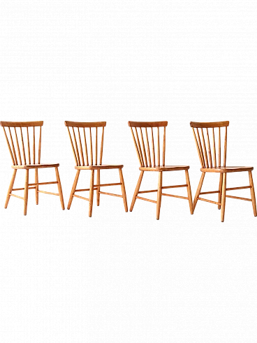 4 Scandinavian beech chairs, 1960s