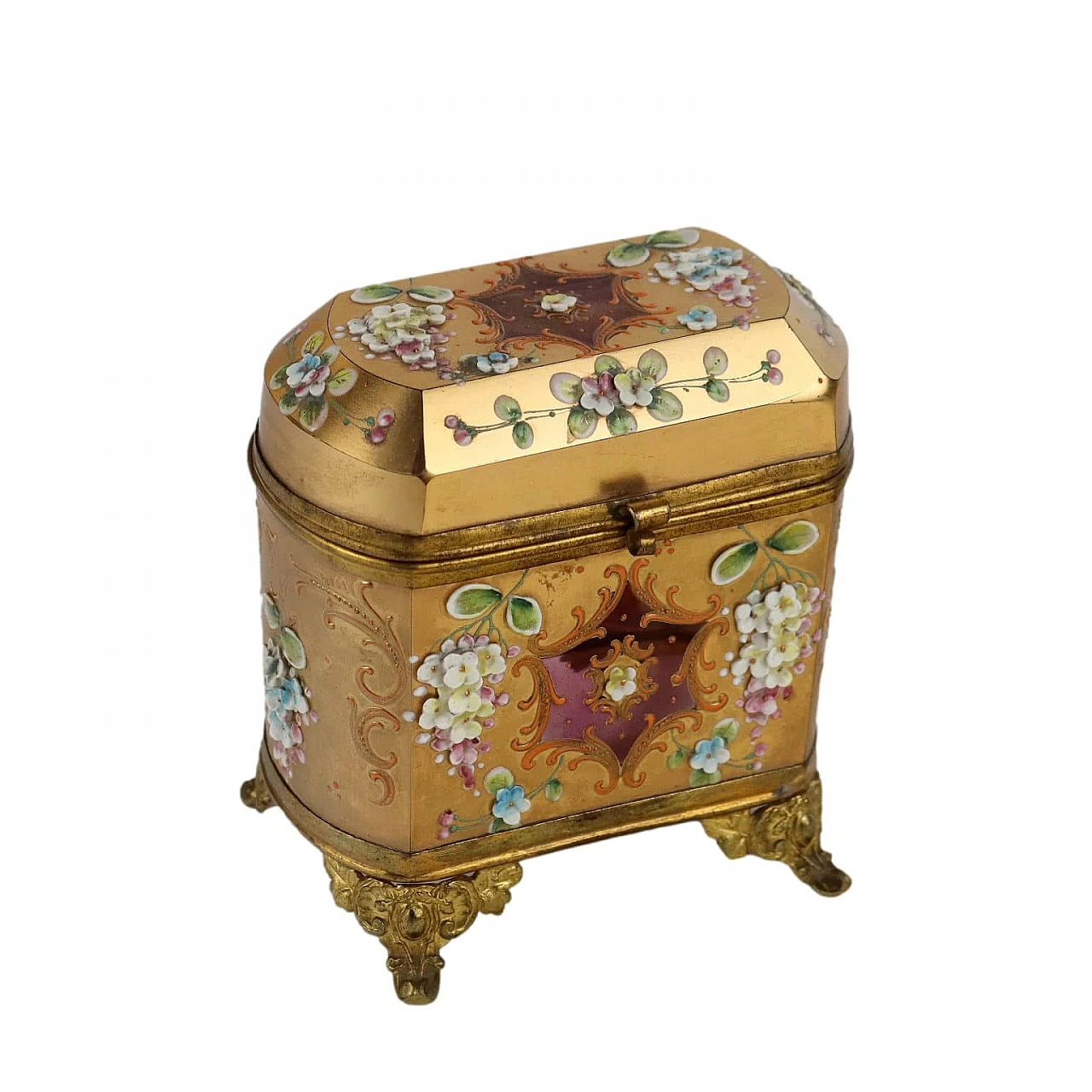 Moser glass and gilded bronze jewellery box, early 20th century 1