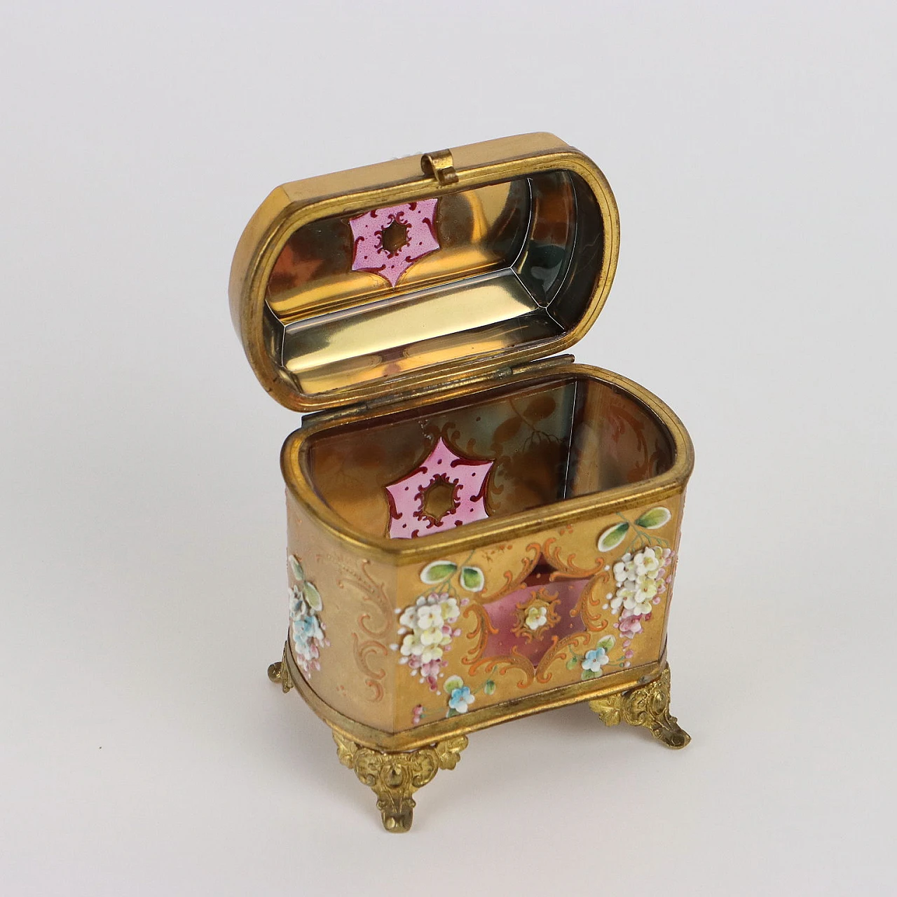 Moser glass and gilded bronze jewellery box, early 20th century 3