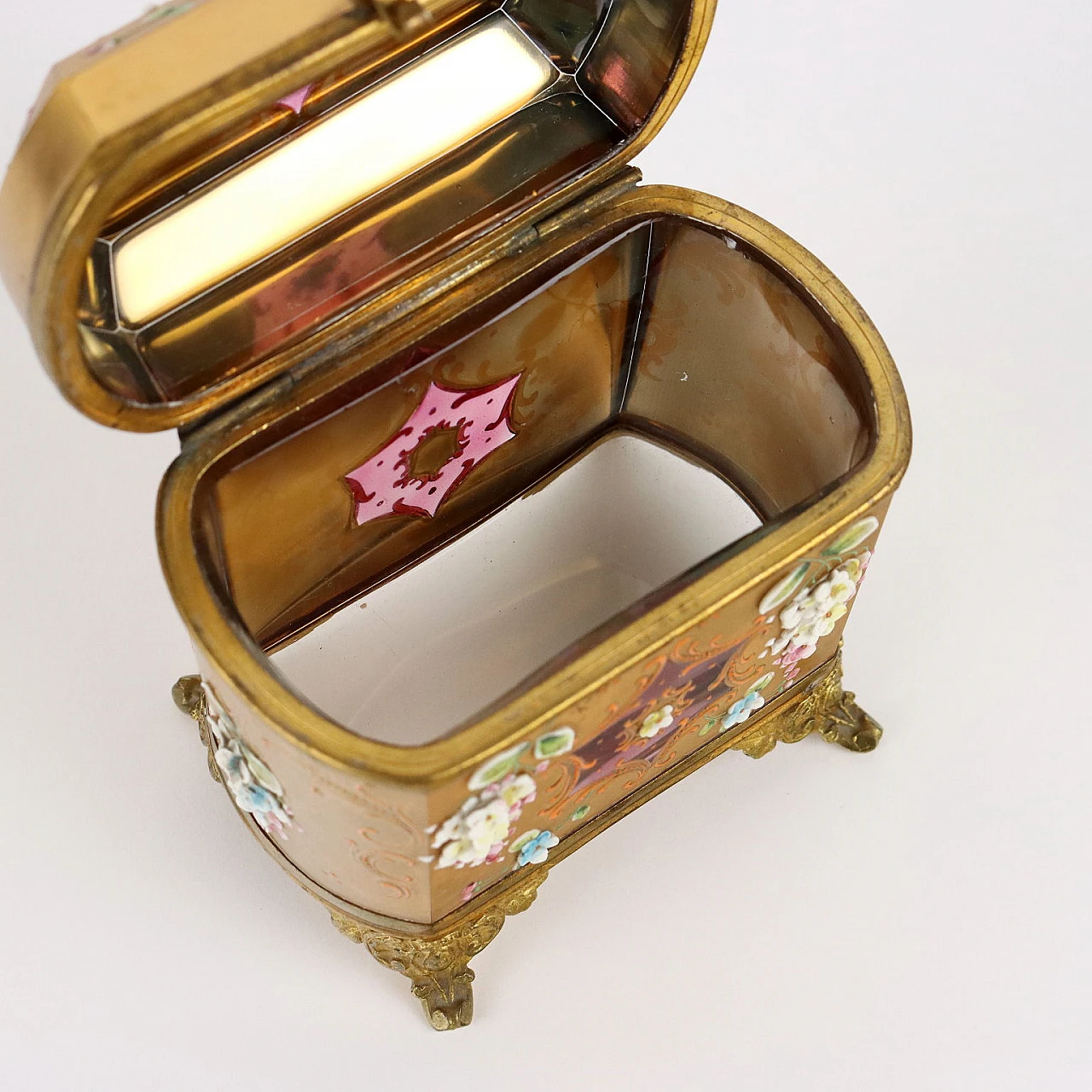 Moser glass and gilded bronze jewellery box, early 20th century 4