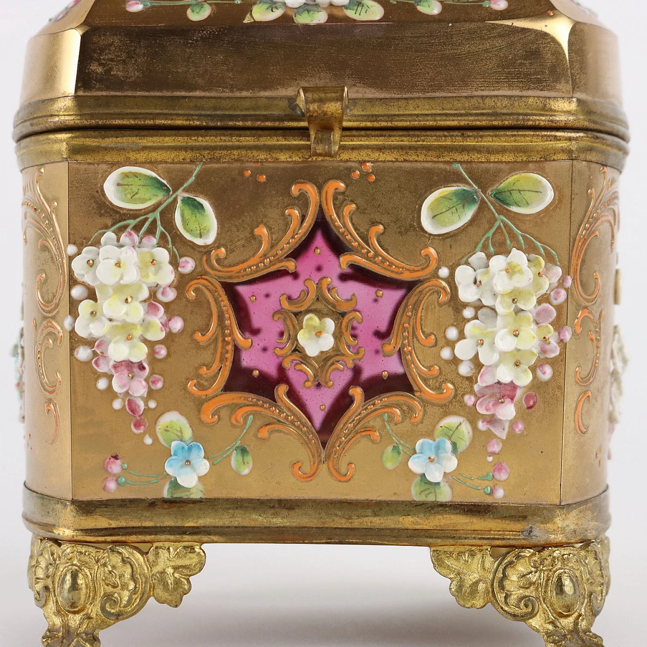 Moser glass and gilded bronze jewellery box, early 20th century 5