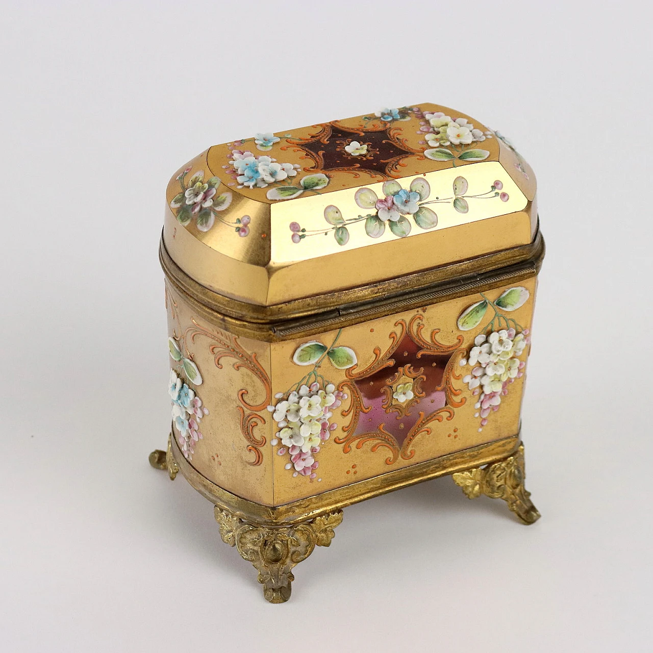 Moser glass and gilded bronze jewellery box, early 20th century 10