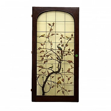 Stained Douglas fir Art Nouveau glass door, early 20th century