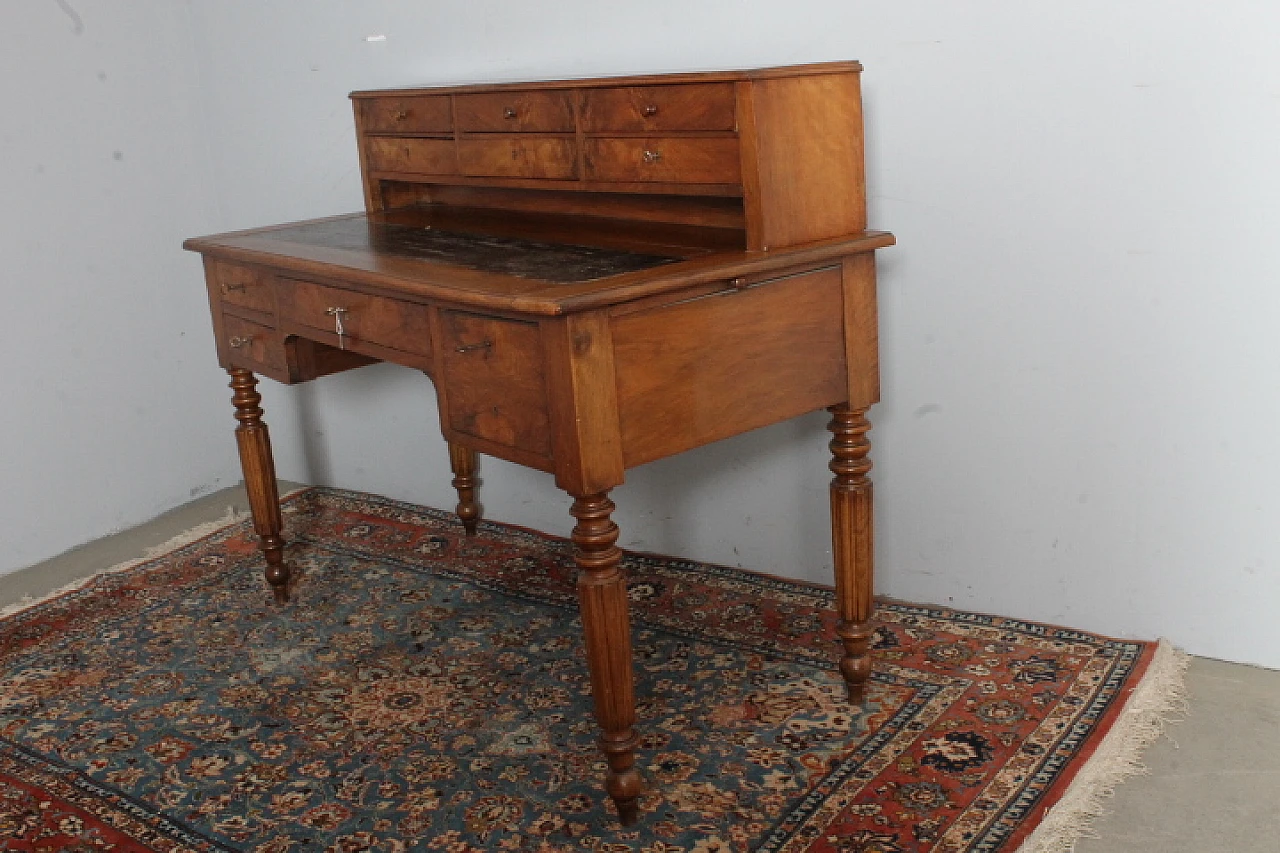 Louis Philippe desk in walnut and briar with drawers, mid 19th century 4