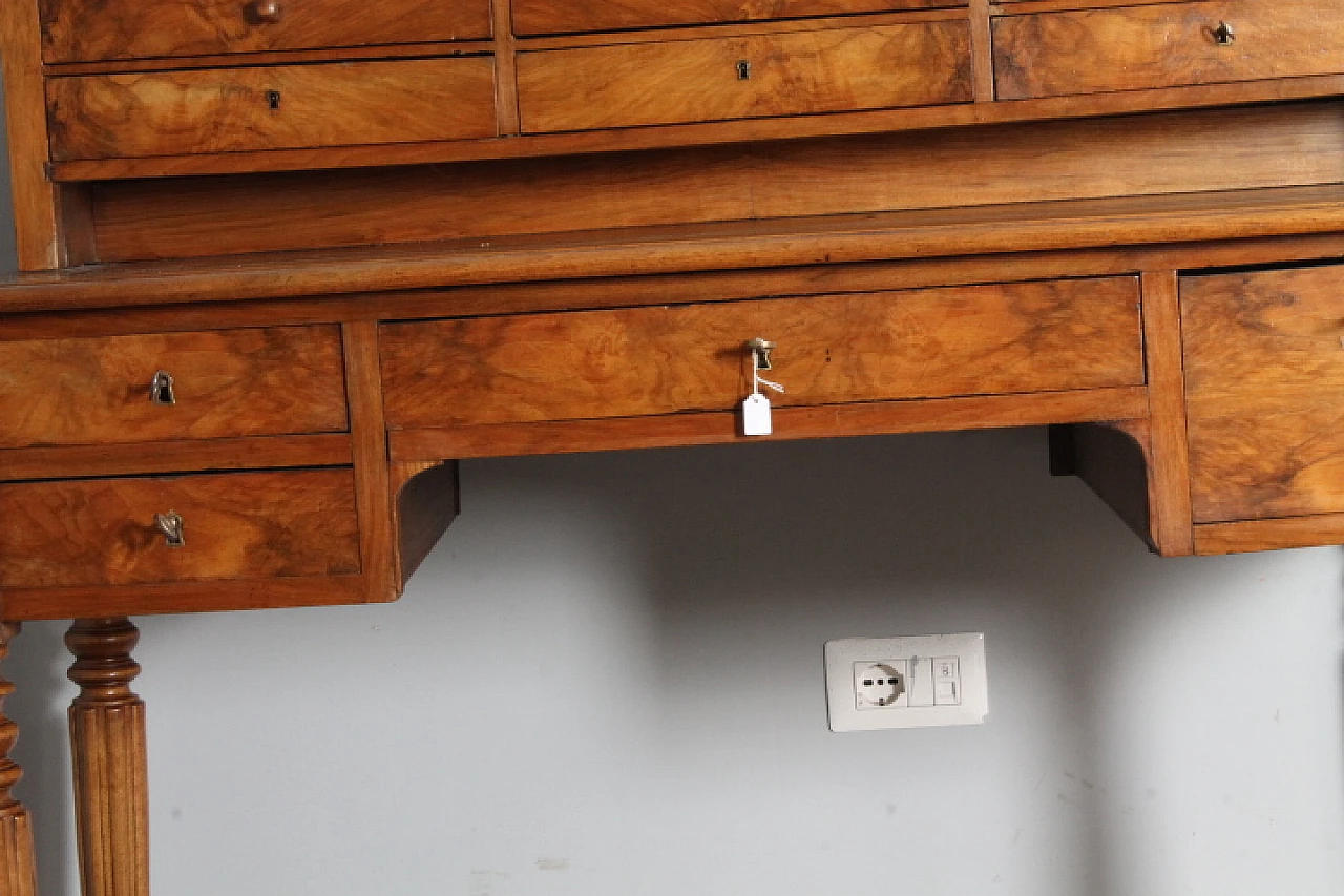 Louis Philippe desk in walnut and briar with drawers, mid 19th century 12