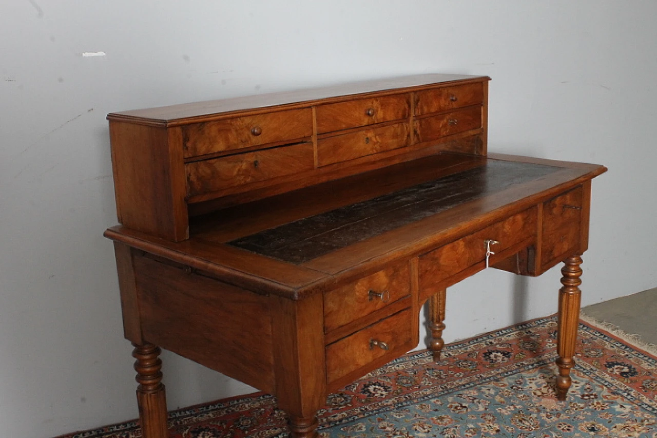 Louis Philippe desk in walnut and briar with drawers, mid 19th century 15