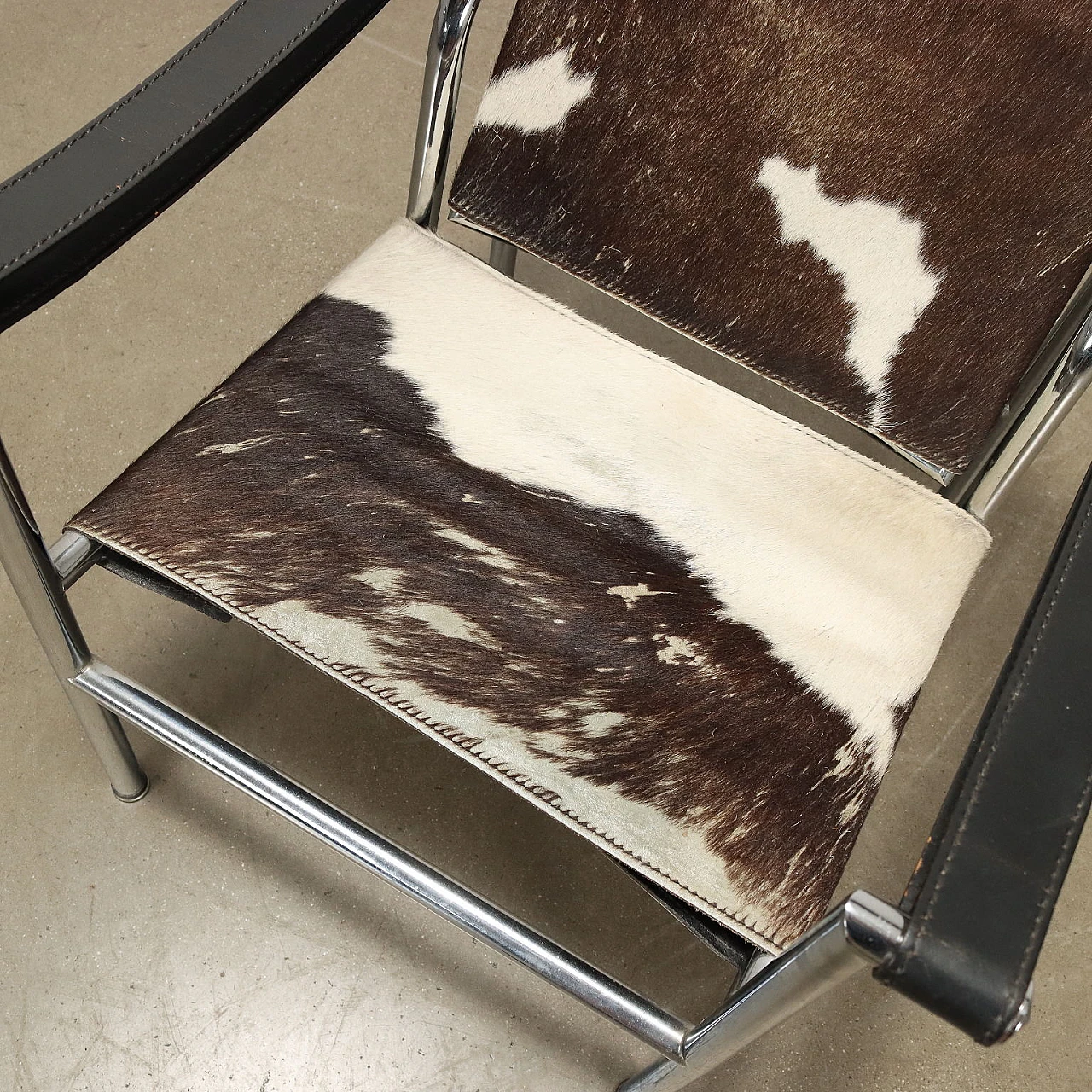 Pony skin, leather & metal armchair in the LC1 style by Le Courbusier 7