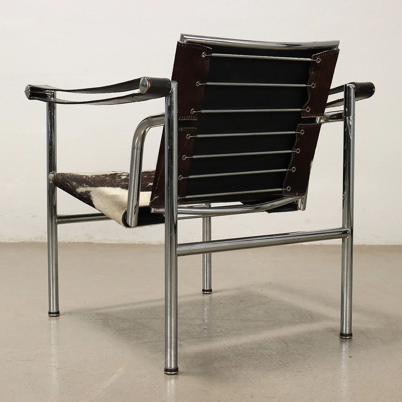 Pony skin, leather & metal armchair in the LC1 style by Le Courbusier 8