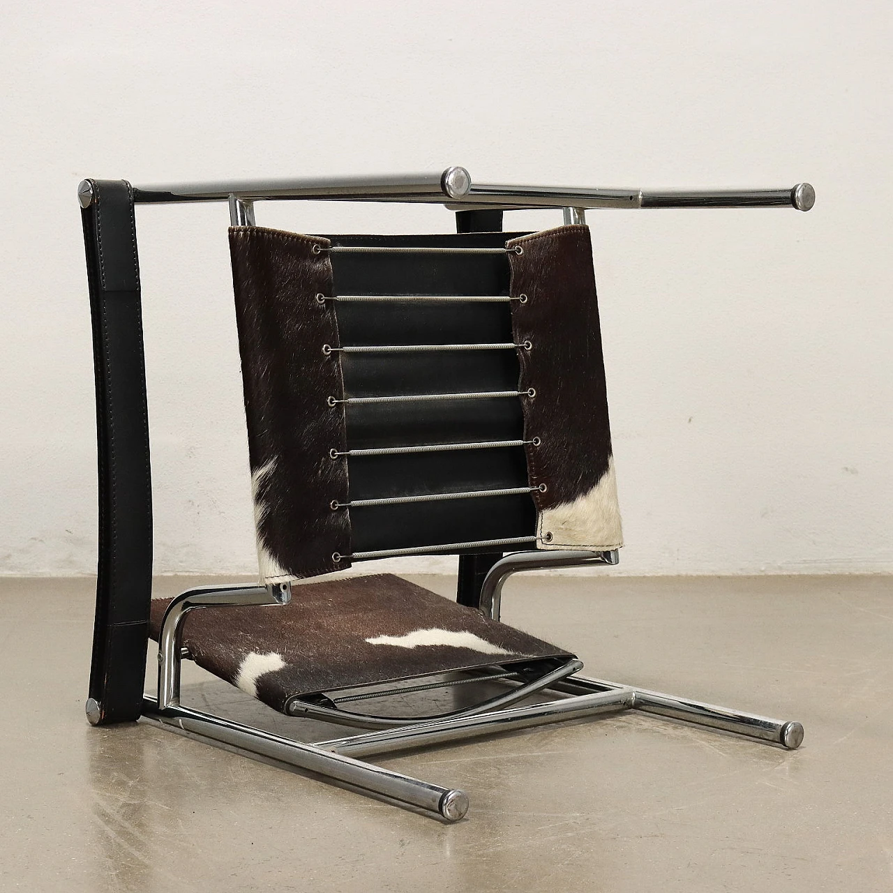 Pony skin, leather & metal armchair in the LC1 style by Le Courbusier 9