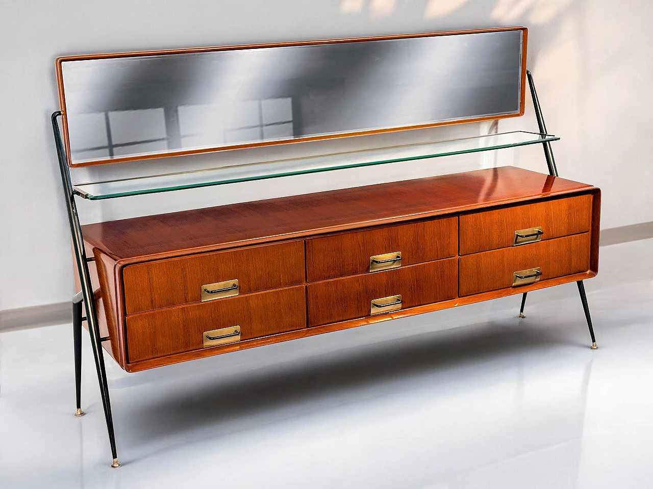 Credenza Mid-Century italiana con specchio di Silvio Cavatorta, anni '50 2