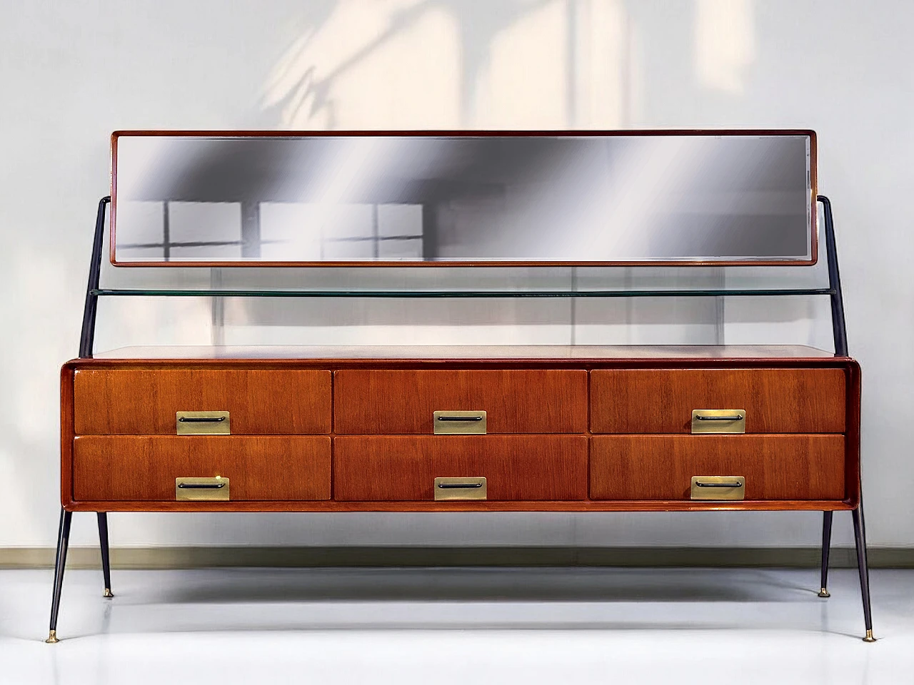 Credenza Mid-Century italiana con specchio di Silvio Cavatorta, anni '50 11