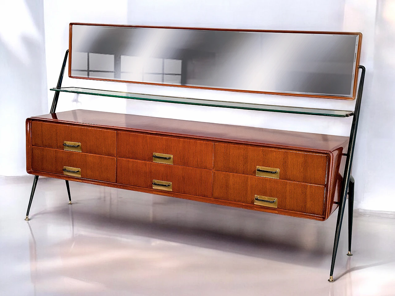 Credenza Mid-Century italiana con specchio di Silvio Cavatorta, anni '50 12