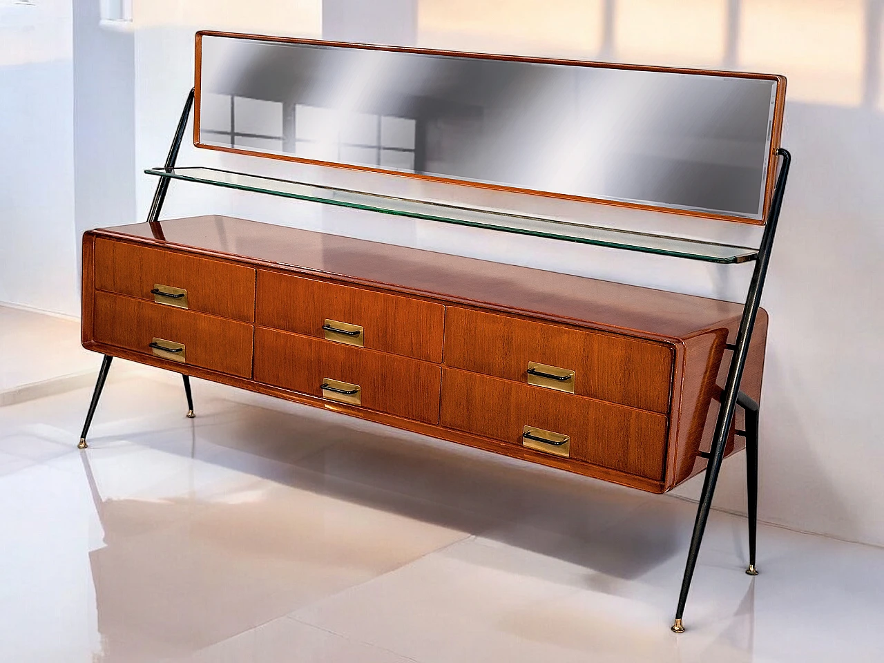 Credenza Mid-Century italiana con specchio di Silvio Cavatorta, anni '50 13