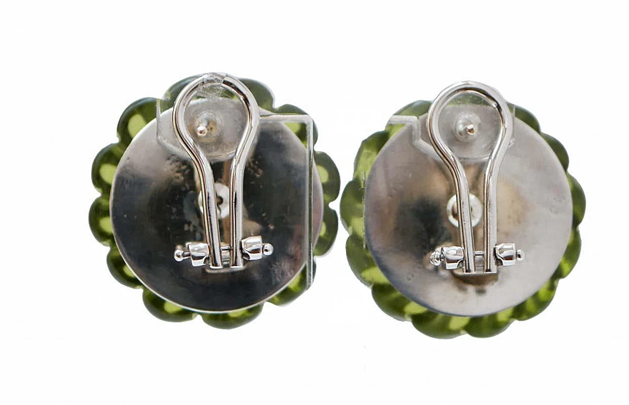 14 kt white gold earrings with green quartz, peridots, diamonds 3