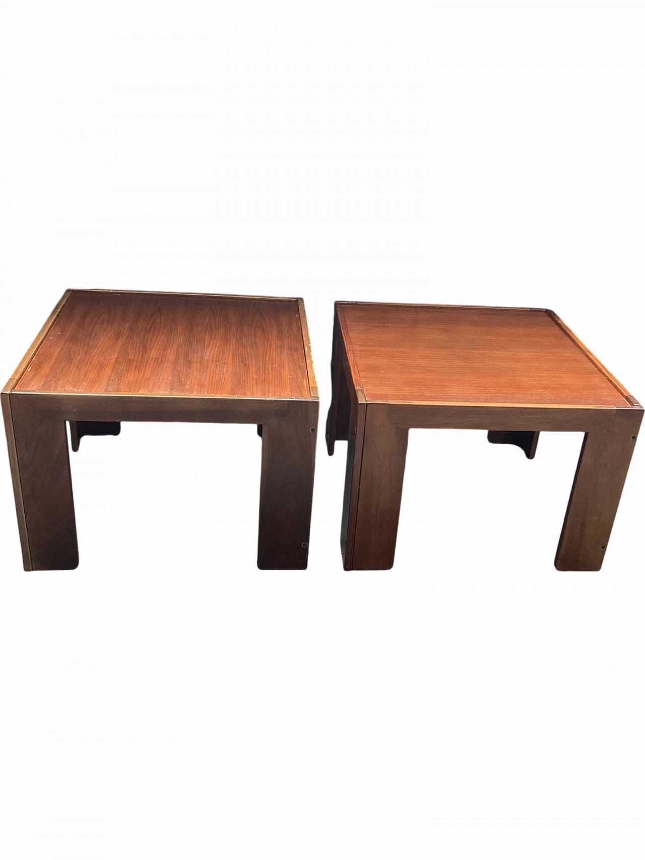 Pair of walnut tables by Tobia Scarpa for Cassina, 1960s 7