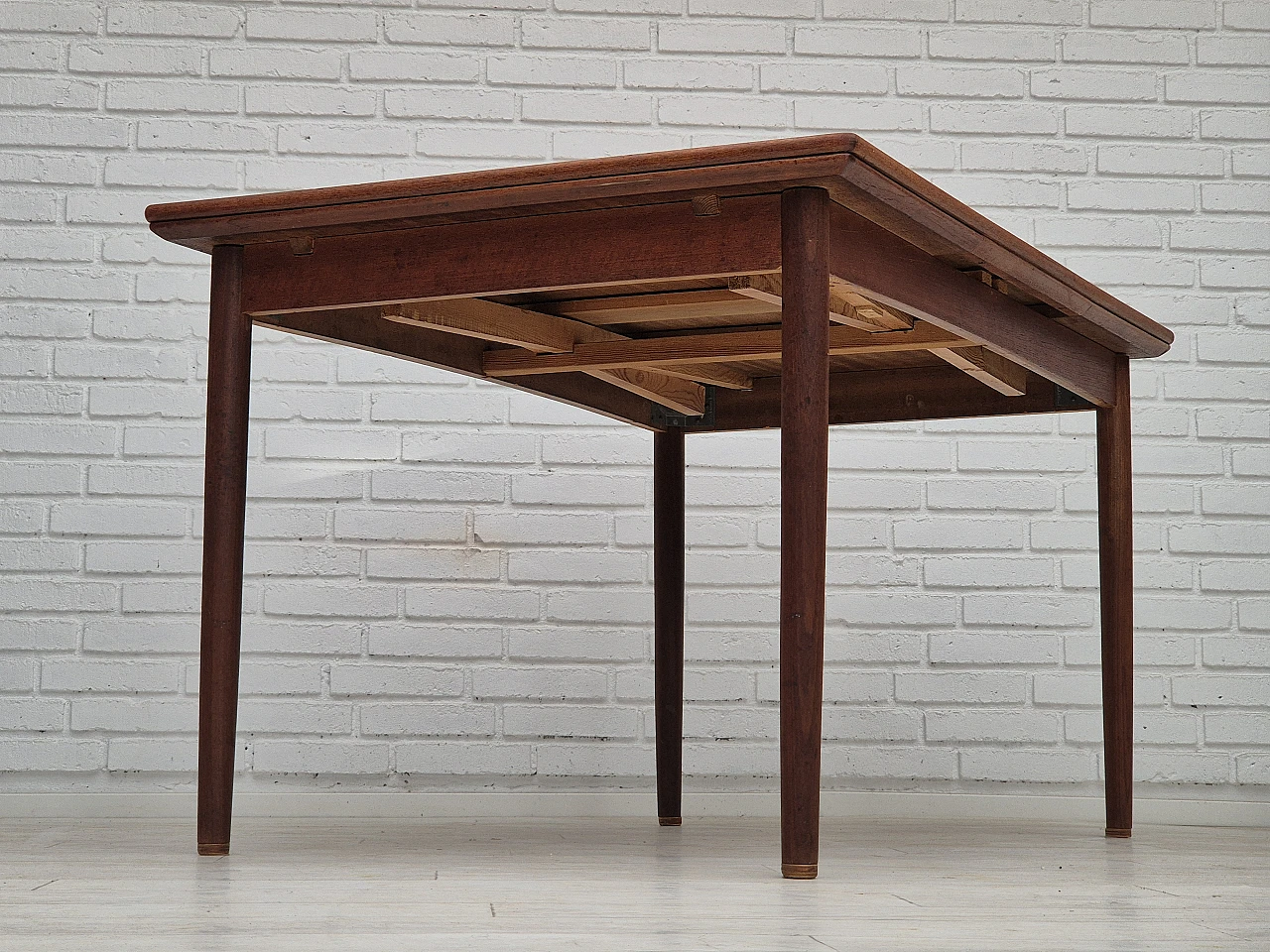 Danish foldable dining table teak, 1970s 6