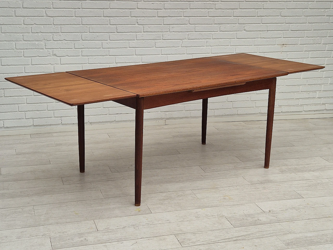 Danish foldable dining table teak, 1970s 7