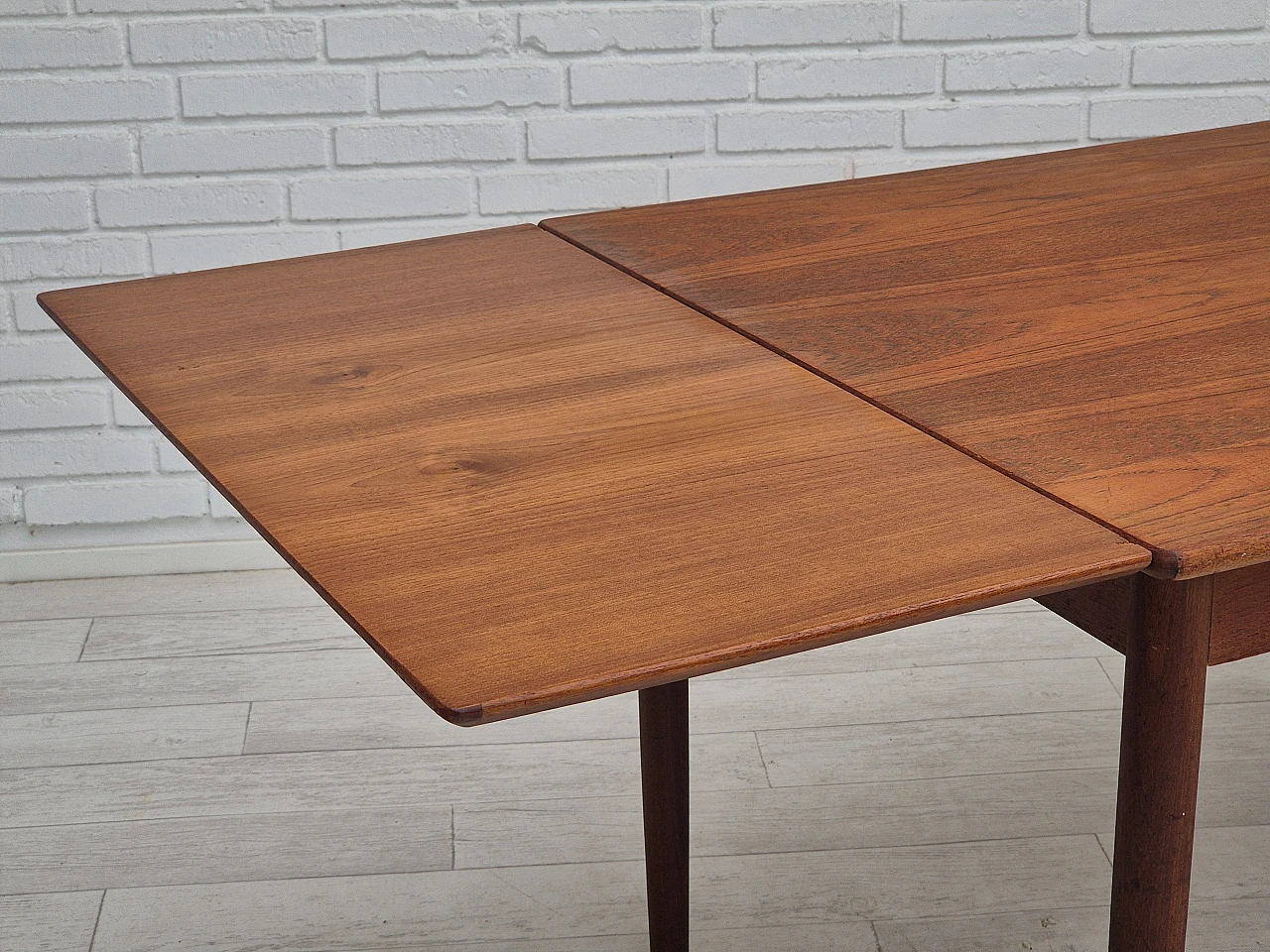 Danish foldable dining table teak, 1970s 9