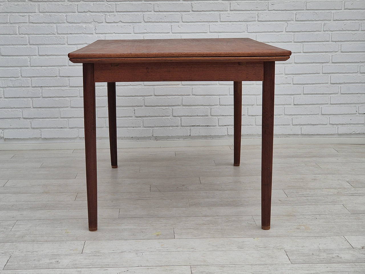 Danish foldable dining table teak, 1970s 13