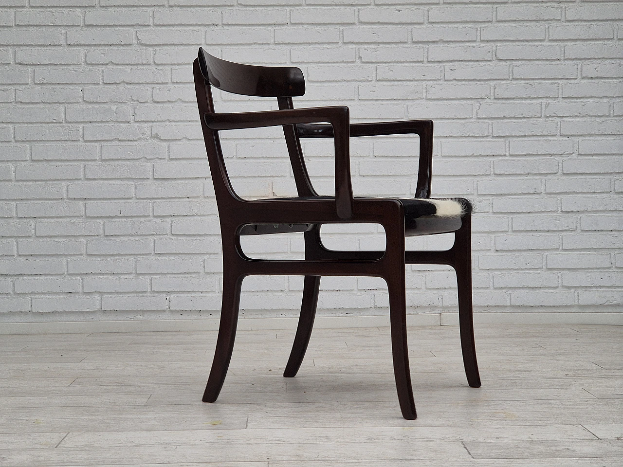 Danish armchair by Ole Wanscher mahogany, cowhide, 1960s 1