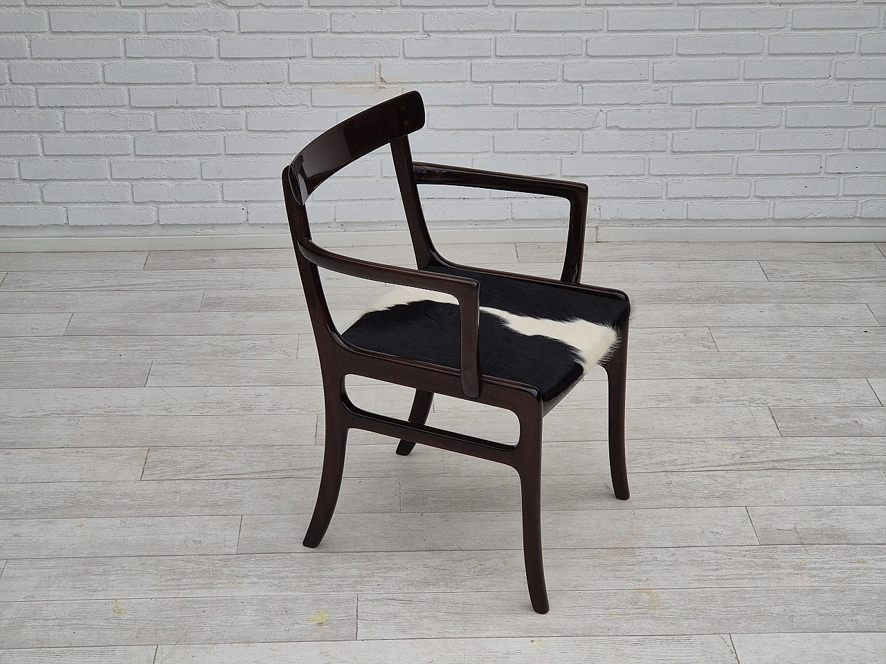 Danish armchair by Ole Wanscher mahogany, cowhide, 1960s 2