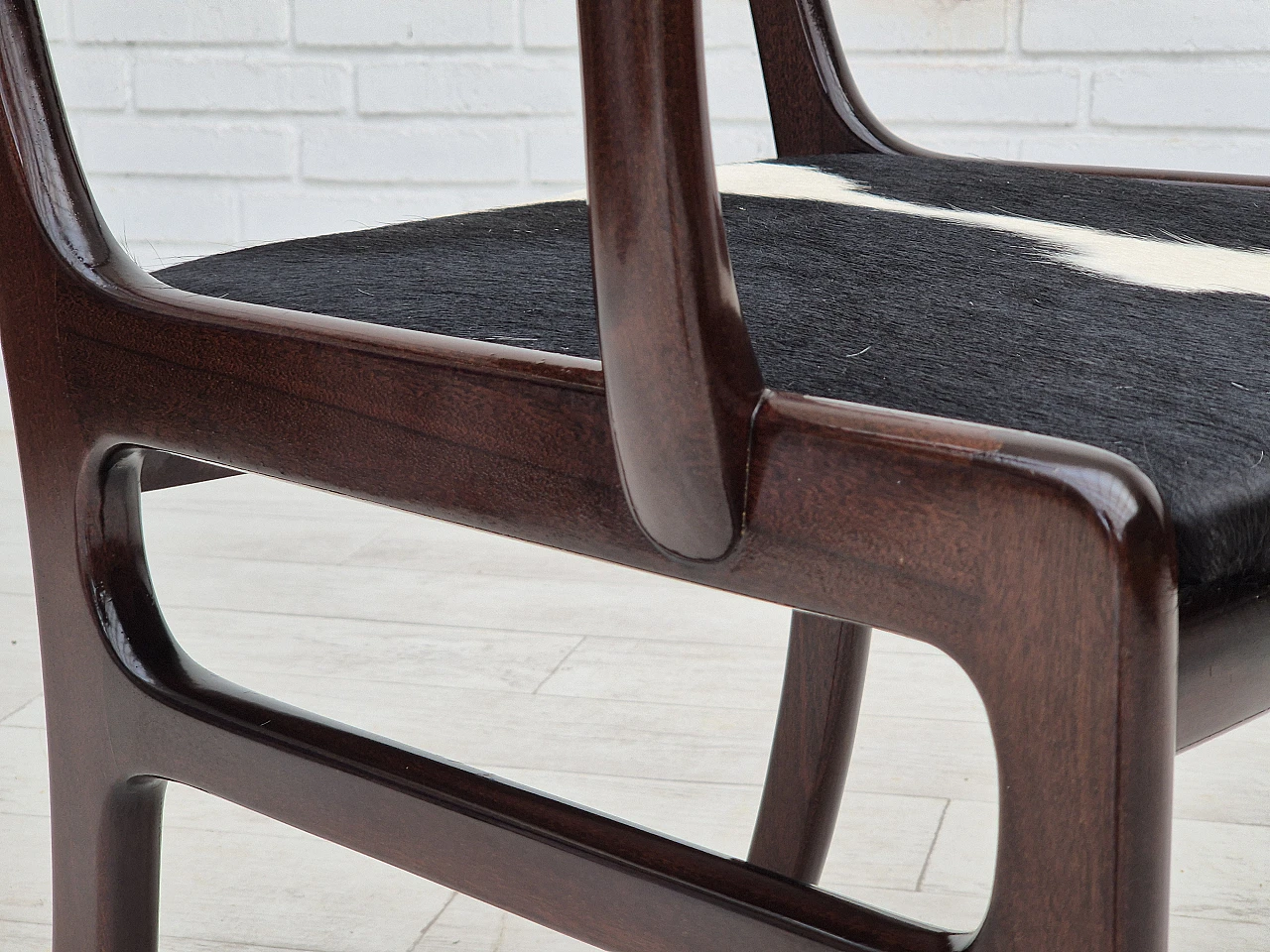 Danish armchair by Ole Wanscher mahogany, cowhide, 1960s 8