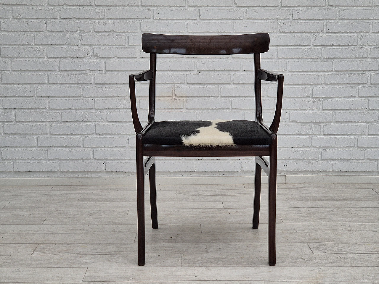 Danish armchair by Ole Wanscher mahogany, cowhide, 1960s 9