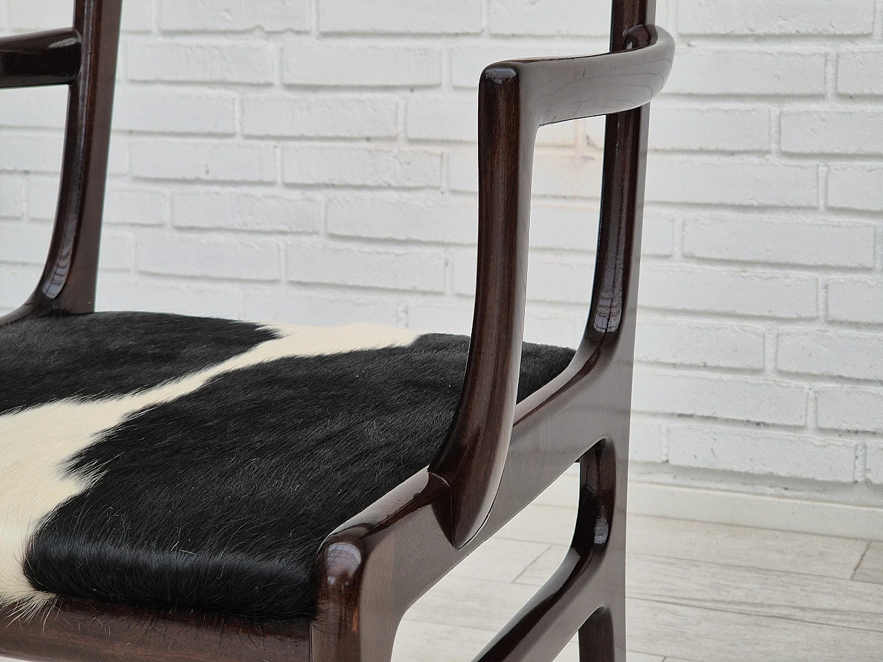 Danish armchair by Ole Wanscher mahogany, cowhide, 1960s 12