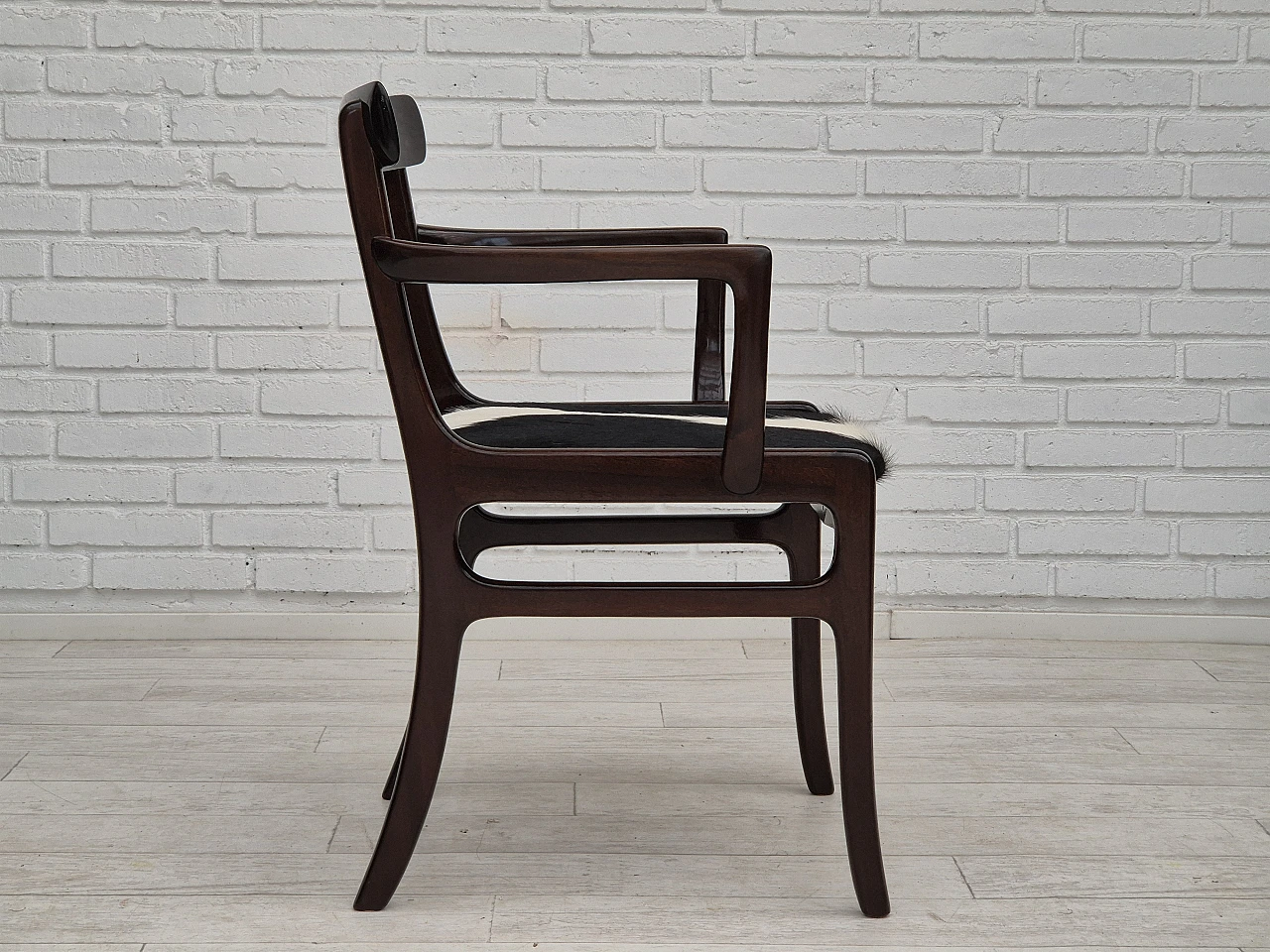 Danish armchair by Ole Wanscher mahogany, cowhide, 1960s 15