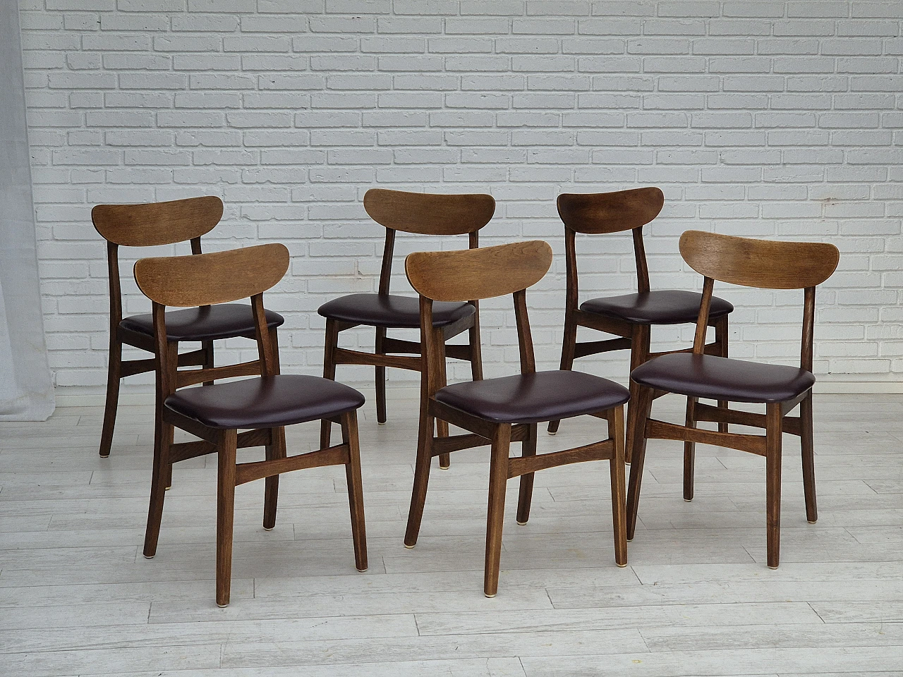 6 danish chairs, solid oak wood, 1960s 1