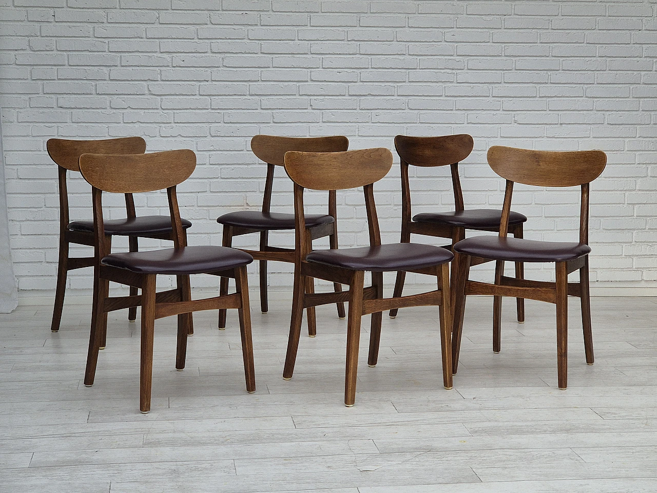 6 danish chairs, solid oak wood, 1960s 2