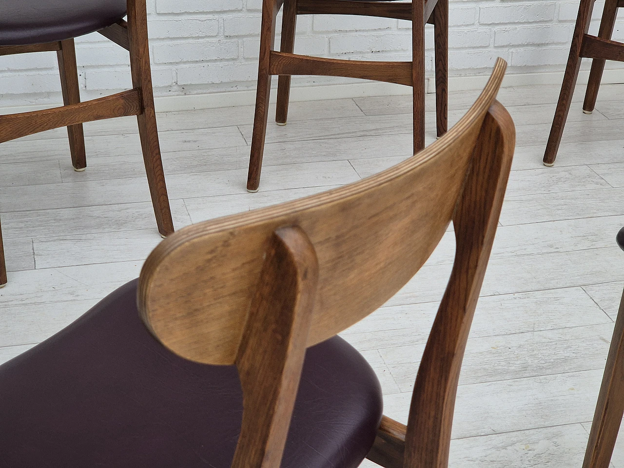 6 danish chairs, solid oak wood, 1960s 4