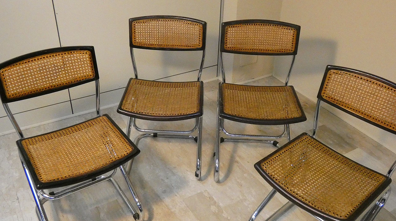 4 Vienna straw and steel chairs, 1970s 10