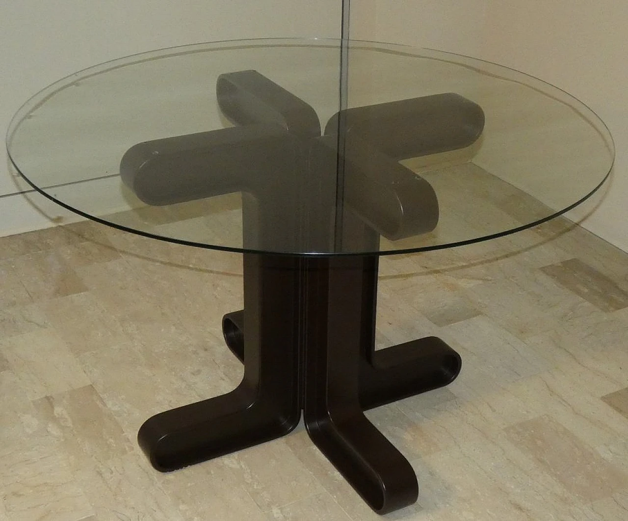 Glass table with 4 Vienna straw and steel chairs, 1970s 3