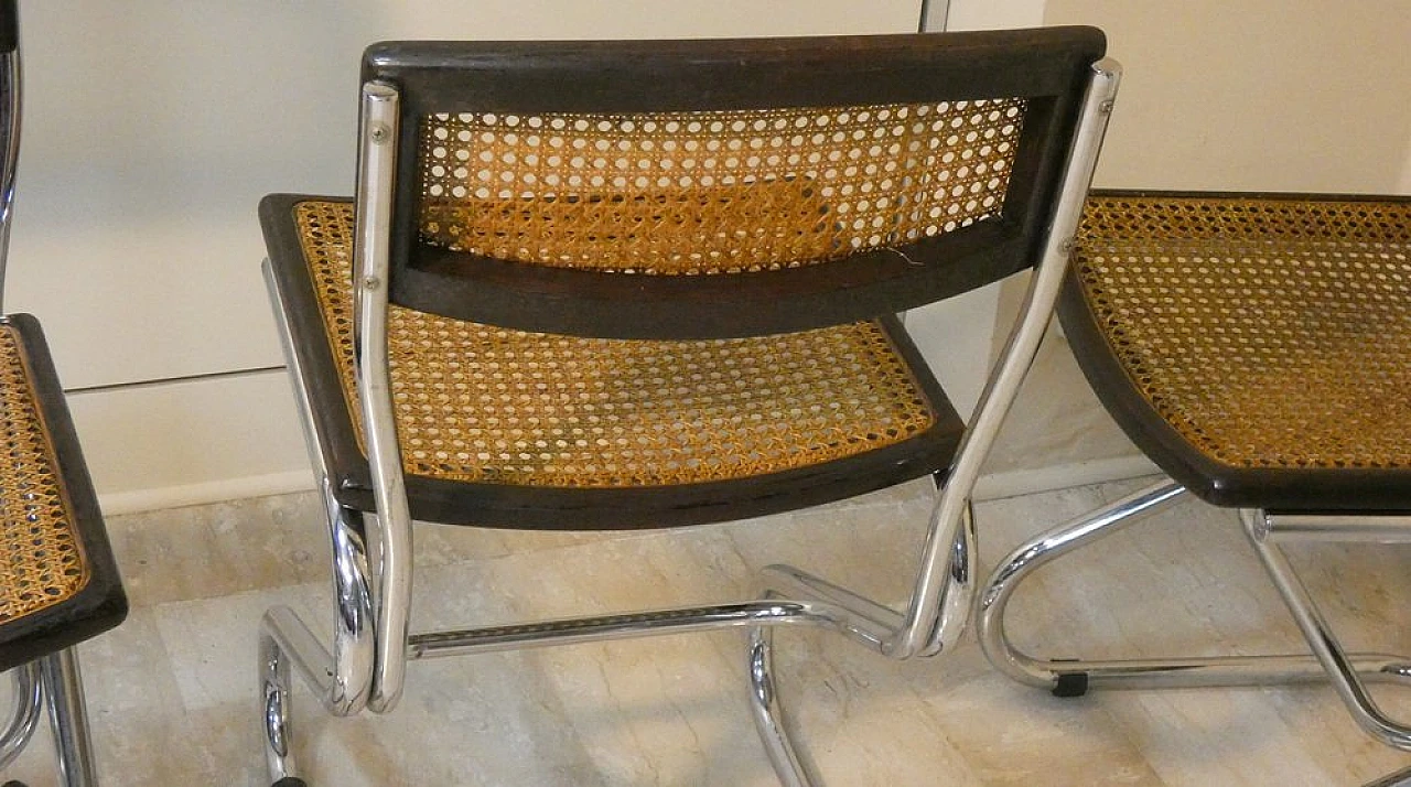 Glass table with 4 Vienna straw and steel chairs, 1970s 11