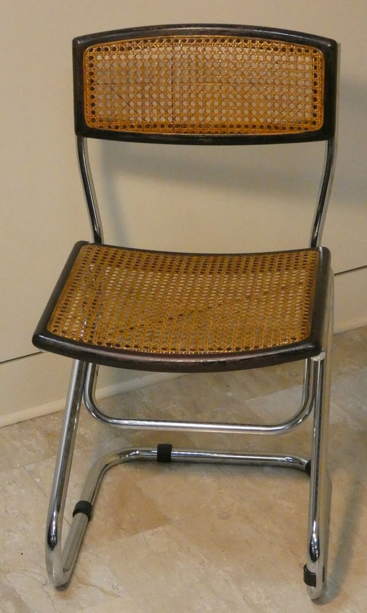 Glass table with 4 Vienna straw and steel chairs, 1970s 12