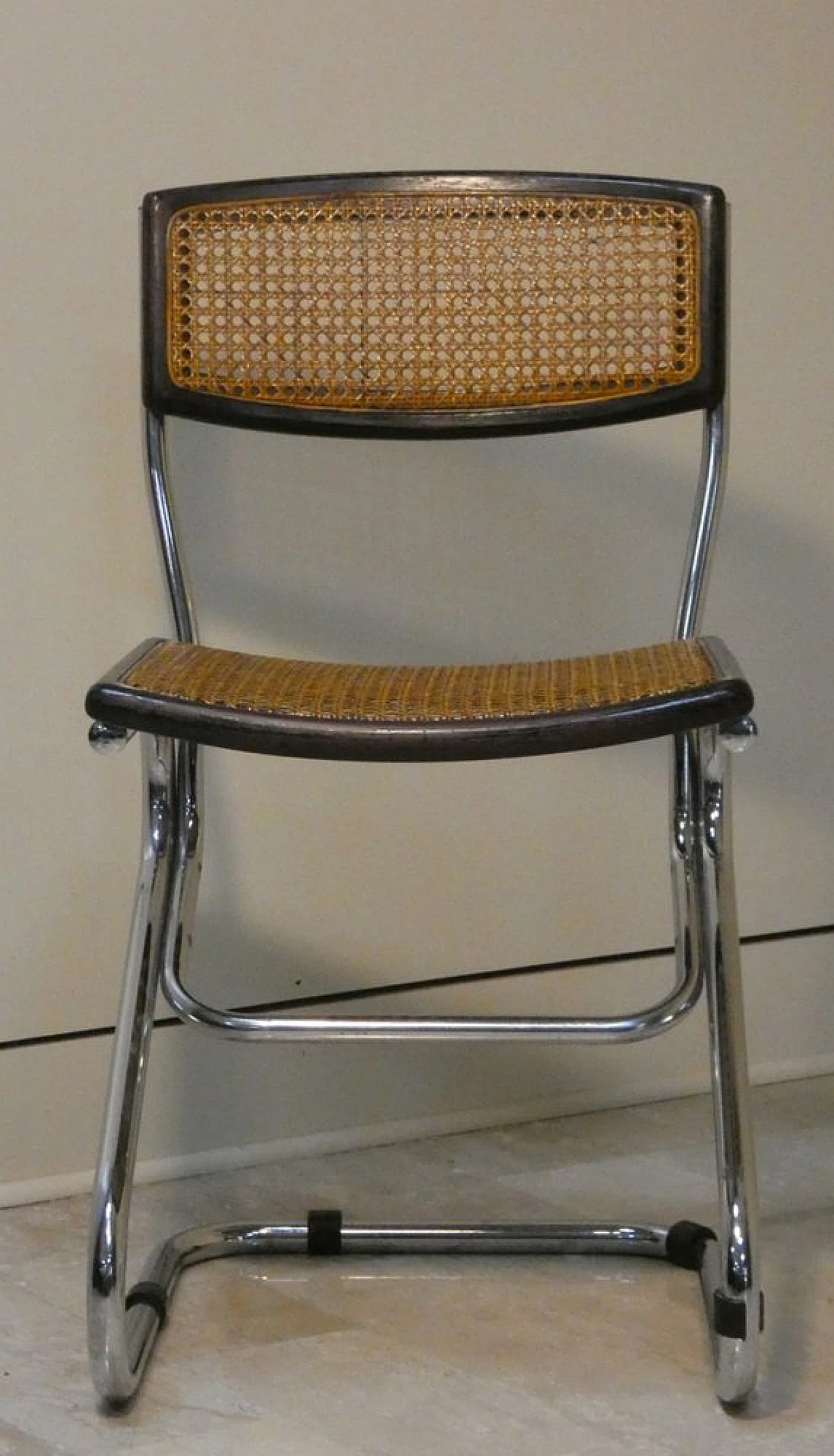 Glass table with 4 Vienna straw and steel chairs, 1970s 14