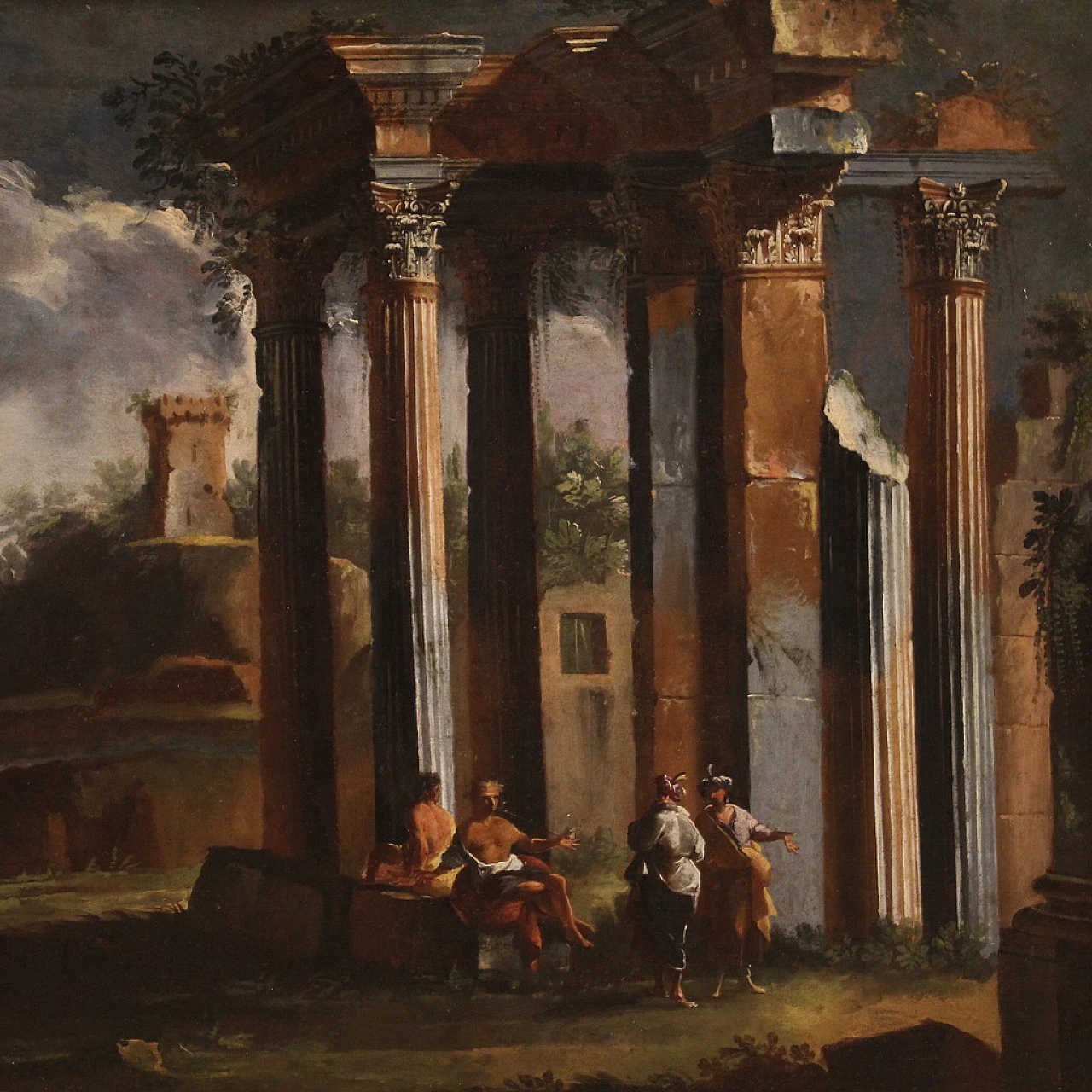 Large architectural capriccio painting, 18th century 2