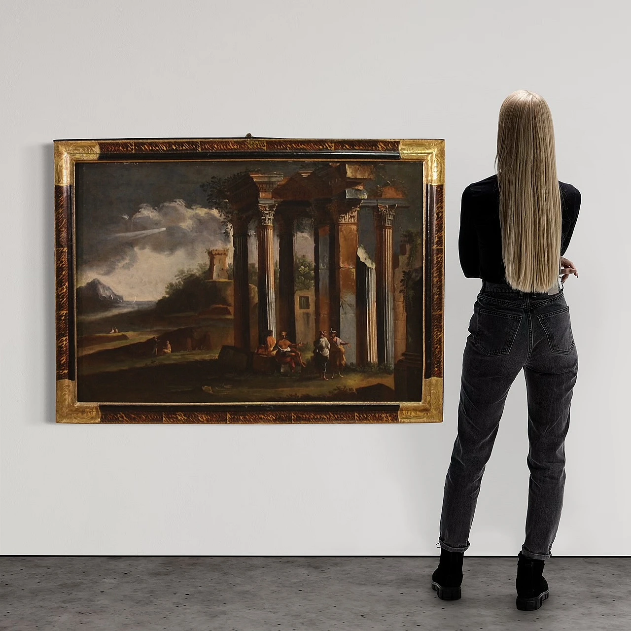 Large architectural capriccio painting, 18th century 3