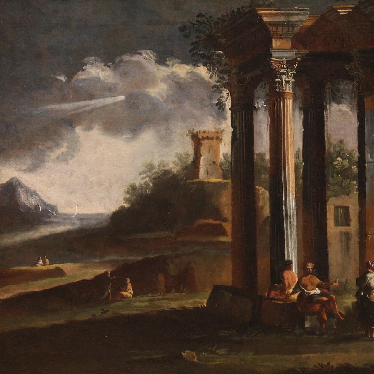 Large architectural capriccio painting, 18th century 4