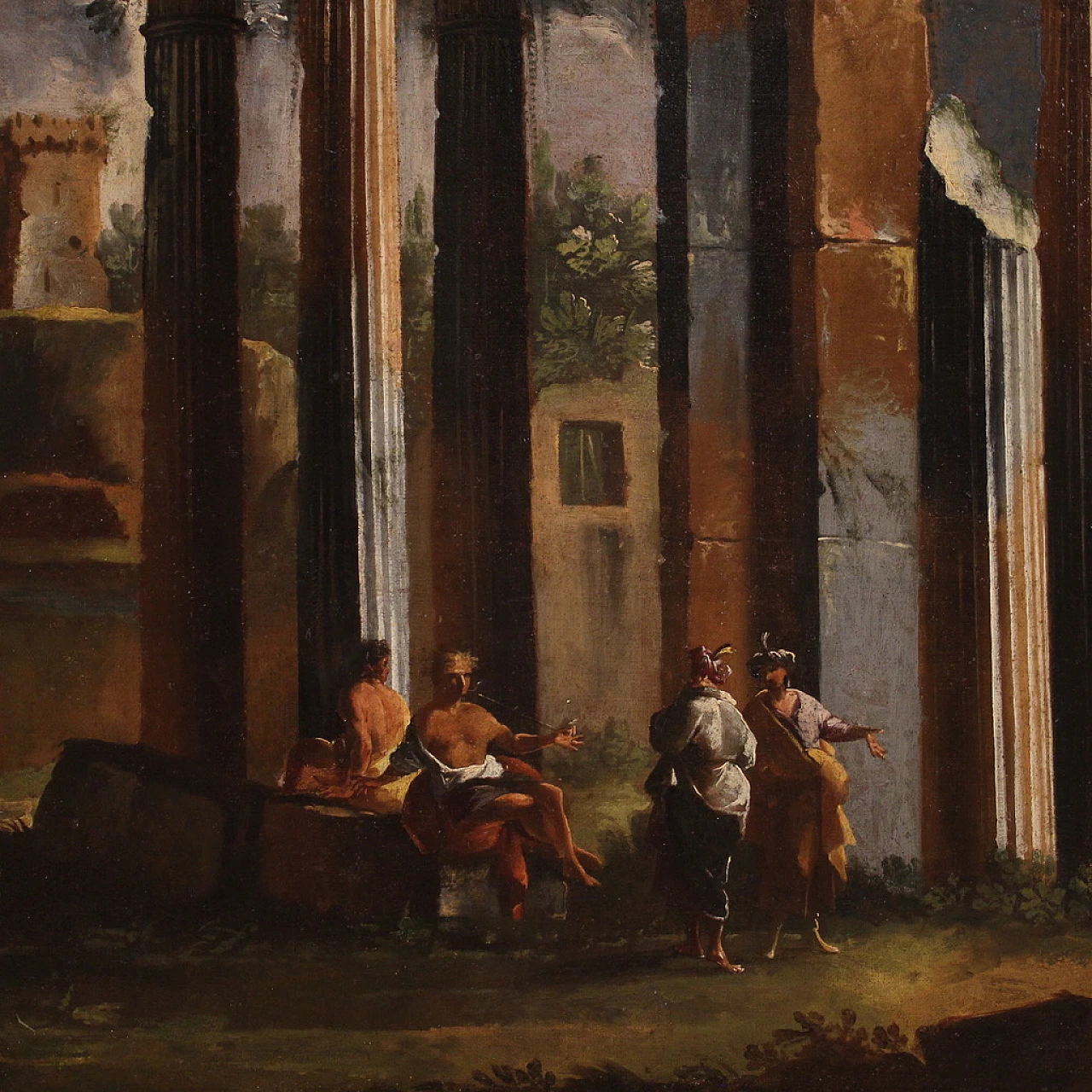 Large architectural capriccio painting, 18th century 5