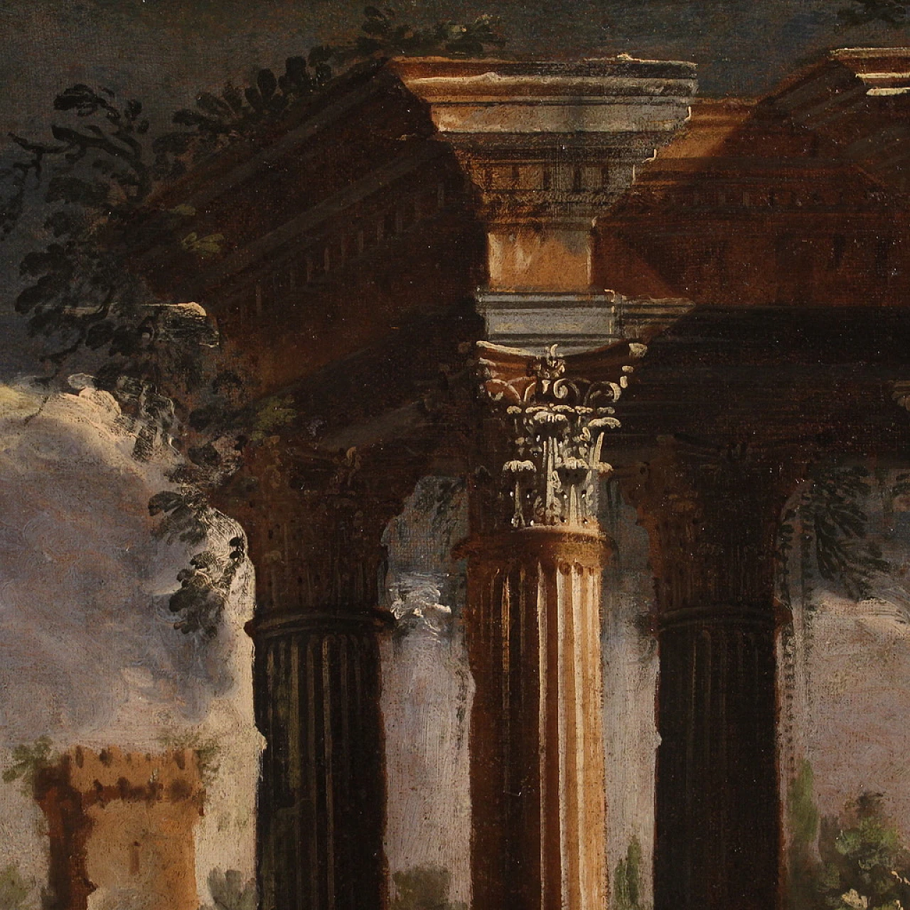 Large architectural capriccio painting, 18th century 8