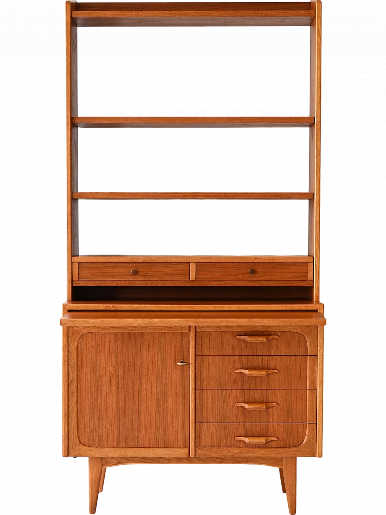 Scandinavian wooden bookcase with pull-out desk, 1960s 14