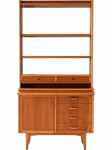 Scandinavian wooden bookcase with pull-out desk, 1960s